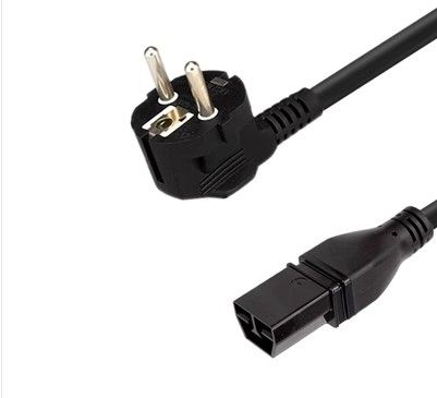 Black 3m Length CEE7 To SAF-D-GRID Connector 3*1.5mm2 Cable