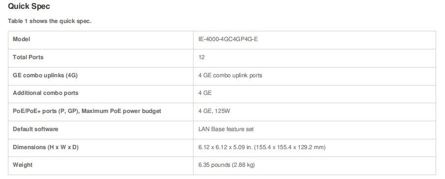 IE4000 4GC4GP4G-E 4GE Combo 4G POE Switch With LACP Function